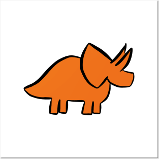 Dinosaur Friend - Orange Triceratops Posters and Art